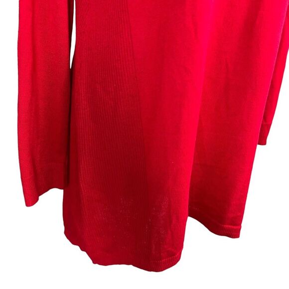 Red Tunic Knit Lightweight Sweater Top Large V Neck Apt 9 - Picture 4 of 13